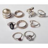 NINE VINTAGE SILVER LADIES GOLD RINGS