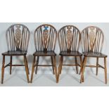 SET OF FOUR VINTAGE MID CENTURY 1950S WINDSOR WHEELBACK BEECH AND ELM DINING CHAIRS