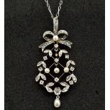 18CT GOLD & PLATINUM BELLE EPOQUE DIAMOND & PEARL NECKLACE