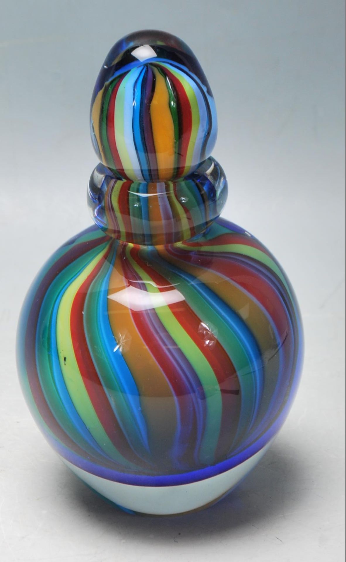 MURANO STUDIO ART GLASS PERFUME BOTTLE WITH MULTICOLOURED TWISTED DESIGN DECORATION - Image 3 of 5