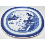 CHINESE BLUE AND WHITE ANTIQUE PLATTER