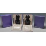 COLLECTION OF TWO LATE 20TH CENTURY ORIGINAL LIMITED EDITION BLACK BASALT BUSTS OF US PRESIDENTS