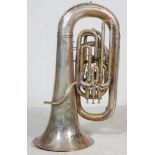 EARLY 20TH CENTURY 1930S SILVERED TUBA BY BOOSEY AND HAWKES LTD