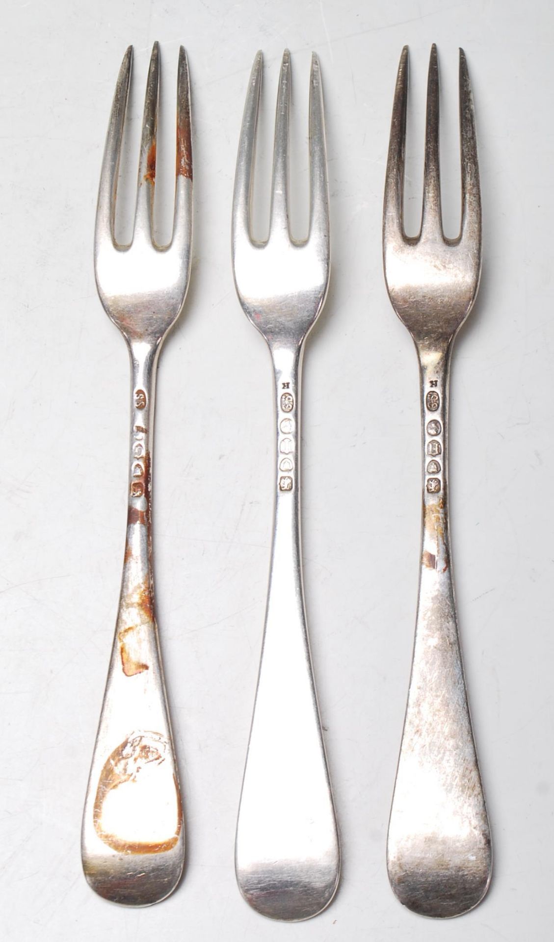 THREE VICTORIAN THREE TINE SILVER FORKS - Image 5 of 5
