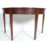 A 19TH CENTURY GEORGIAN MAHOGANY DEMI LUNE TABLE RAISED ON FOUR SQUARE LEGS