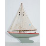 LARGE IMPRESSIVE EARLY 20TH CENTURY POND YACHT WITH ORIGINAL COTTON SAIL