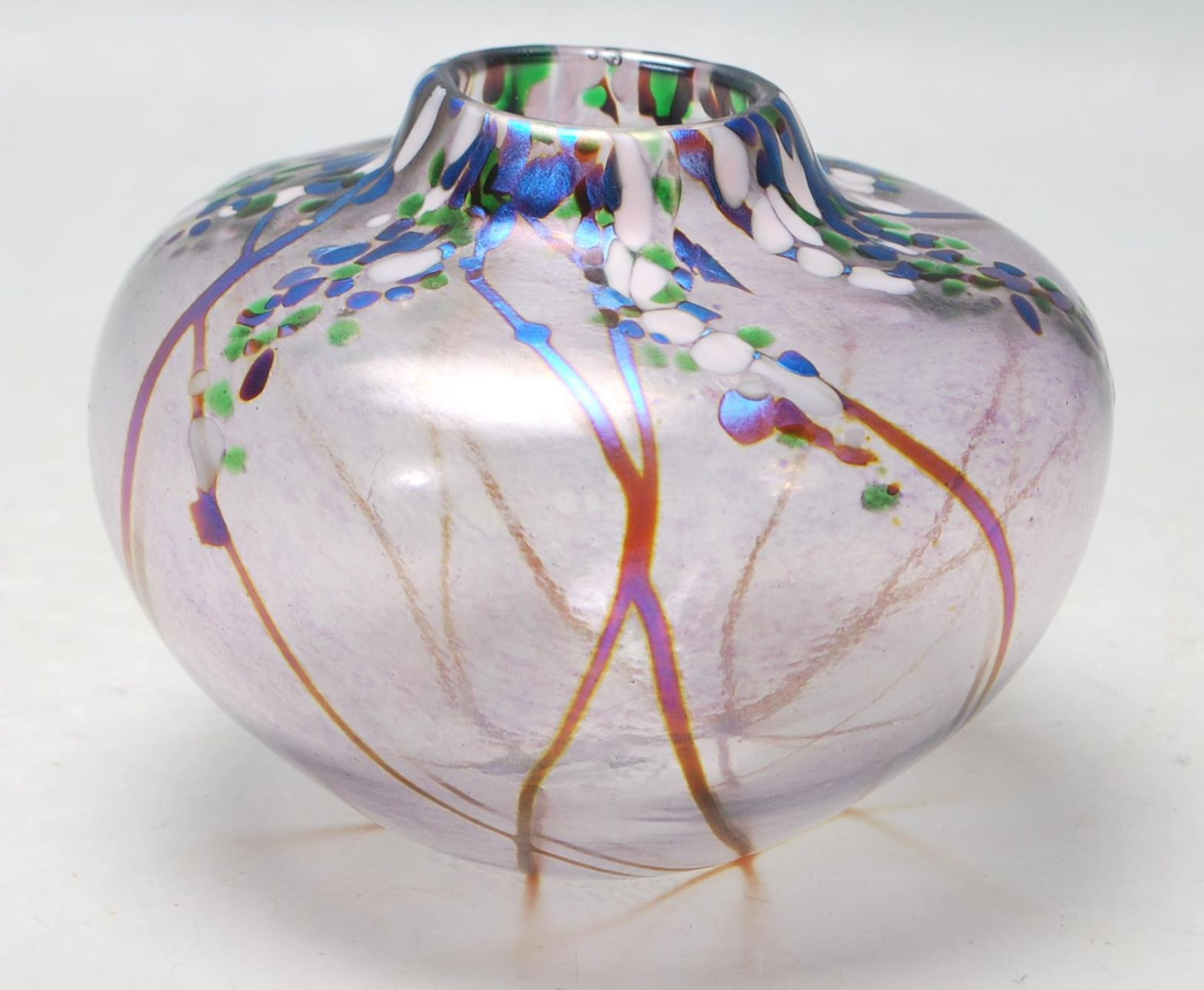 NORMAN STUART CLARKE - IRIDESCENT STUDIO ART GLASS VASE - Image 3 of 6