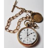 THOMAS RUSSELL & SON POCKET WATCH, CHAIN AND SPADE GUINEA