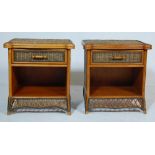 A PAIR OF 20TH CENTURY WICKER BEDSIDE CABINETS