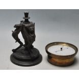 19TH CENTURY BRONZE VICTORIAN LAMP BASE & BAROMETER