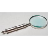 SILVER PLATED HAND HELD MAGNIFYING GLASS