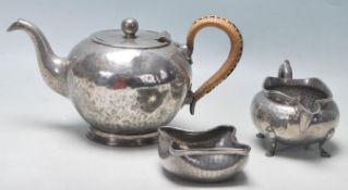 JOHN TURTON VINTAGE HAMMERED PEWTER TEA SERVICE