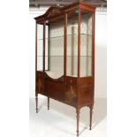 ANTIQUE EDWARDIAN CHINA DISPLAY BOOKCASE VITRINE