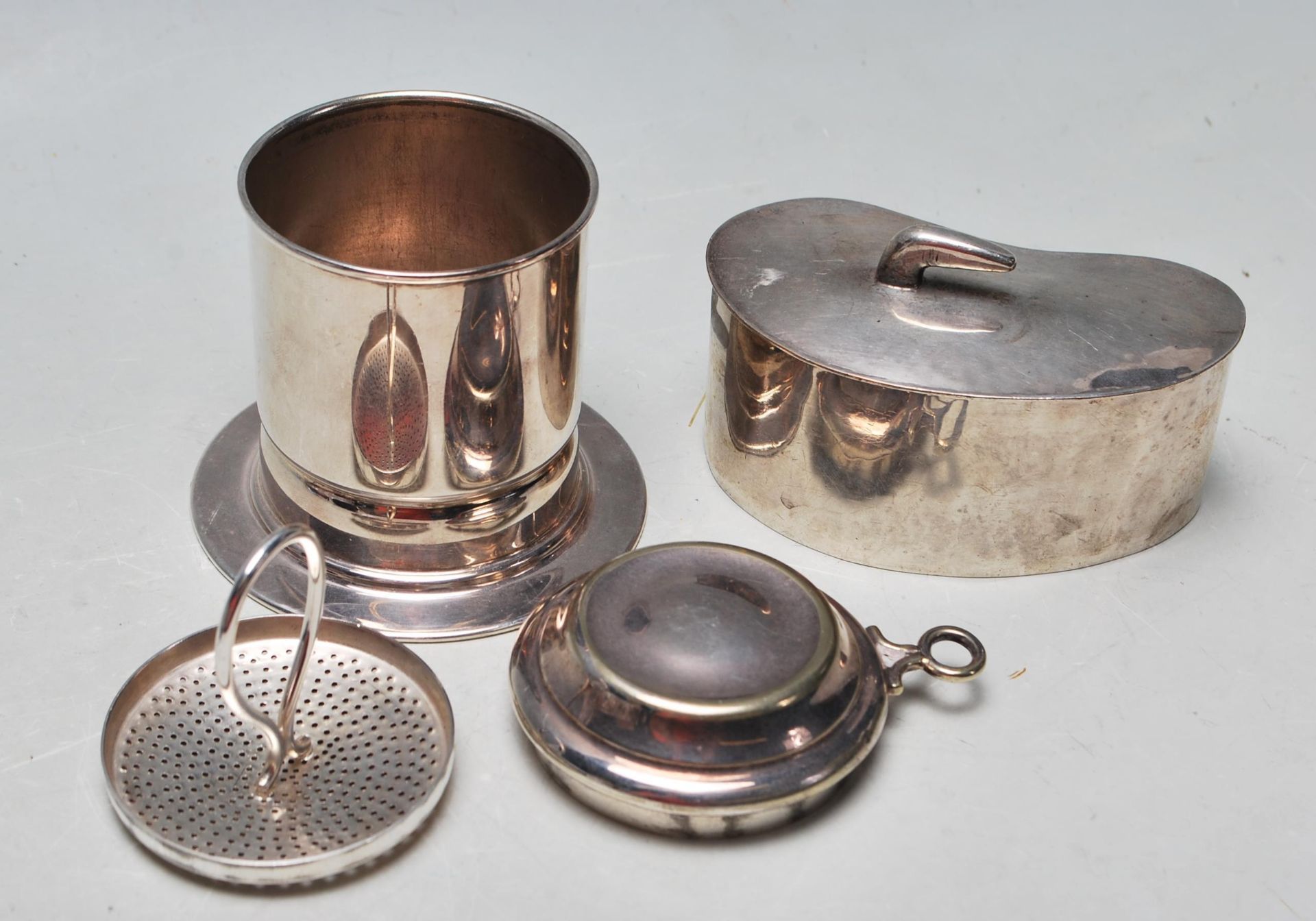MAPPIN AND WEBB SILVER PLATED COFFEE FILTER AND LIDDED POT