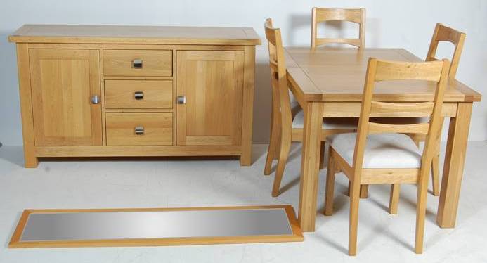 CONTEMPORARY OAK FURNITURE LAND DINING ROOM SUITE