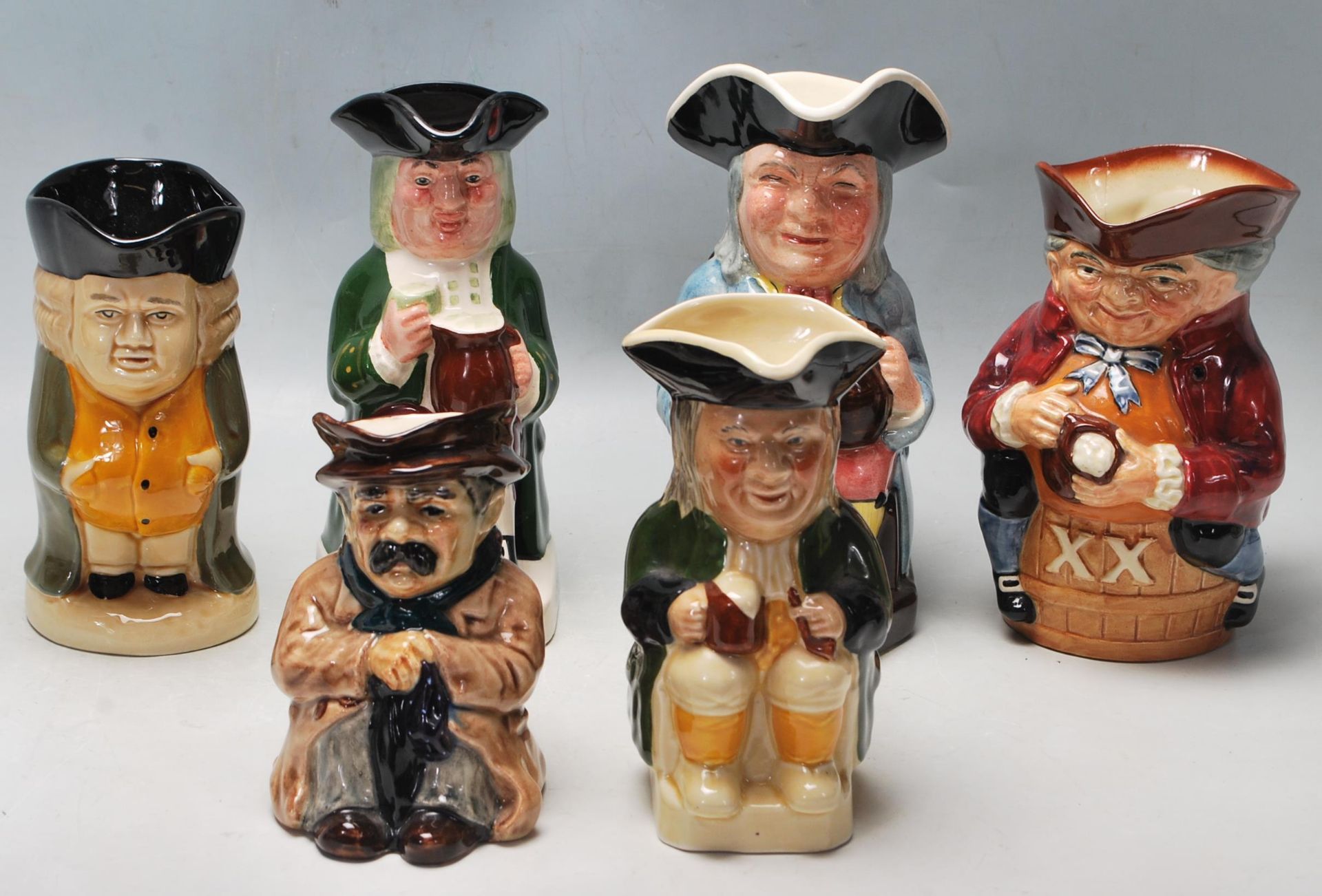 SIX VINTAGE 20TH CENTURY TOBY JUGS / CHARACTER JUGS