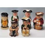 SIX VINTAGE 20TH CENTURY TOBY JUGS / CHARACTER JUGS