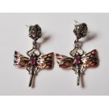 LADIES SILVER DRAGONFLY EARRINGS