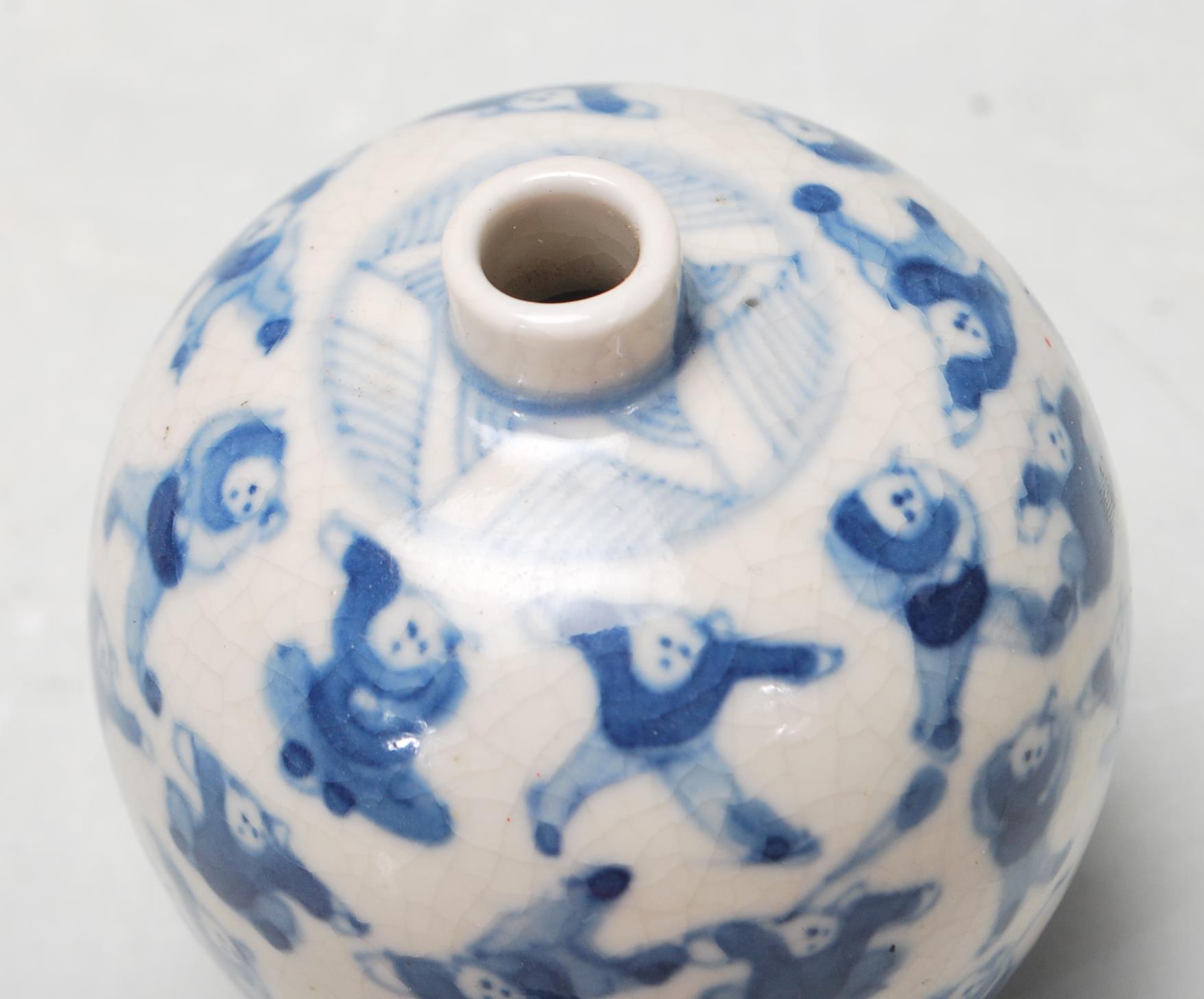 ANTIQUE 19TH CENTURY KANGXI BLUE AND WHITE BALUSTER JAR - Image 5 of 6