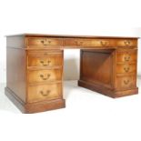 ANTIQUE STYLE REVIVAL MAHOGANY TWIN PEDESTAL DESK