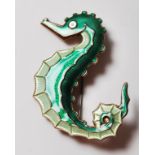 DAVID ANDERSEN SCANDINAVIAN SILVER GILT SEA HORSE BROOCH