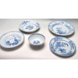 18TH CENTURY CHINESE BLUE AND WHITE CERAMIC BOWLS / PLATES
