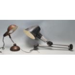 TWO VINTAGE RETRO 20TH CENTURY ADJUSTABLE DESK LAMPS / LIGHTS