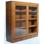 1930'S ART DECO WALNUT INLAID LIBRARY BOOKCASE CABINET