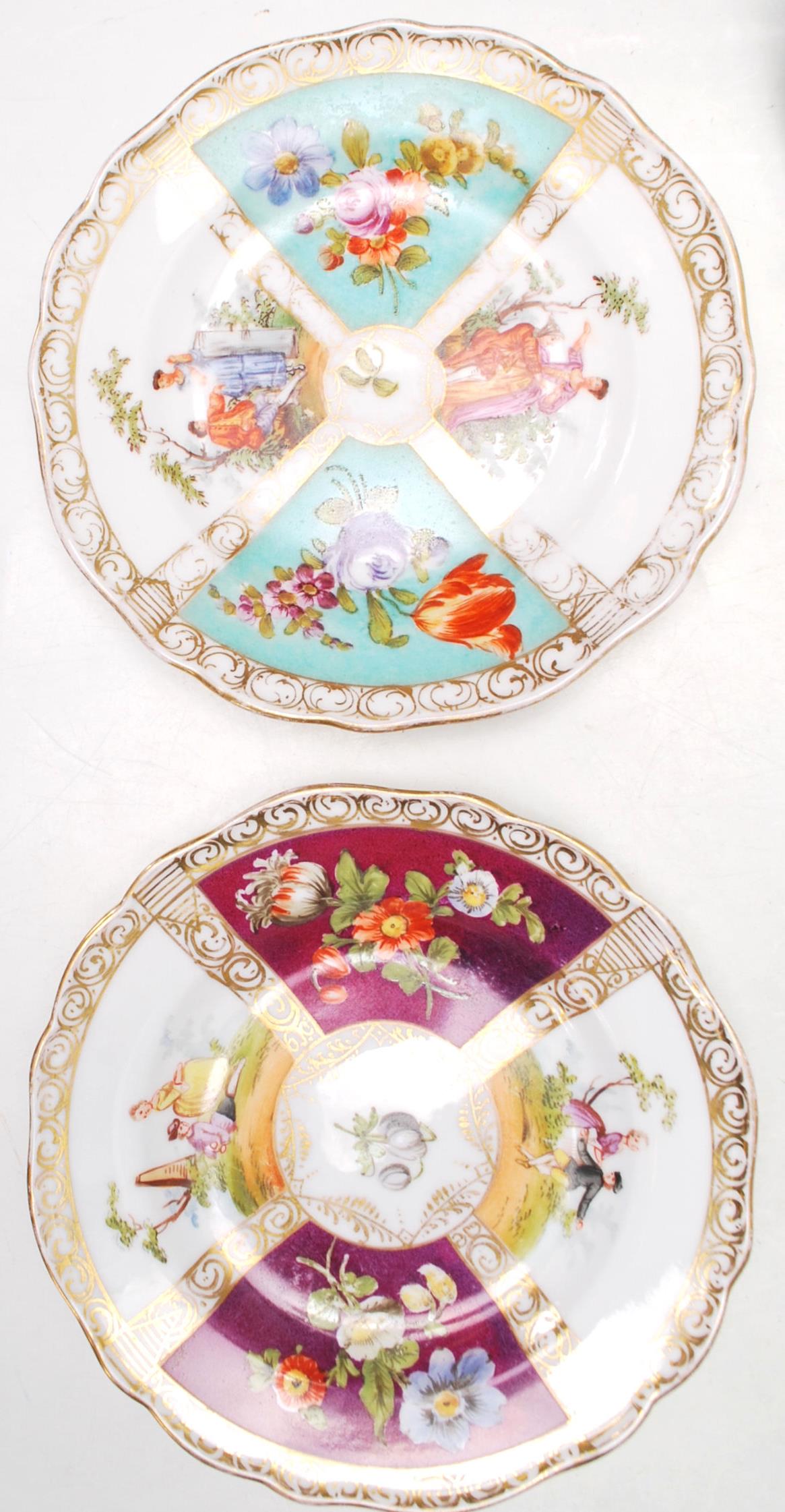 19TH CENTURY VICTORIAN MEISSEN CABINET PLATES - HAND PAINTED WITH GARDEN SCENE - Image 3 of 7