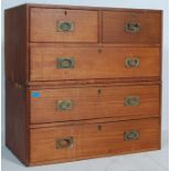 19TH CENTURY VICTORIAN TEAK CAMPAIGN CHEST OF DRAWERS