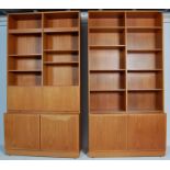 PAIR OF VINTAGE RETRO TEAK WOOD BOOKCASES