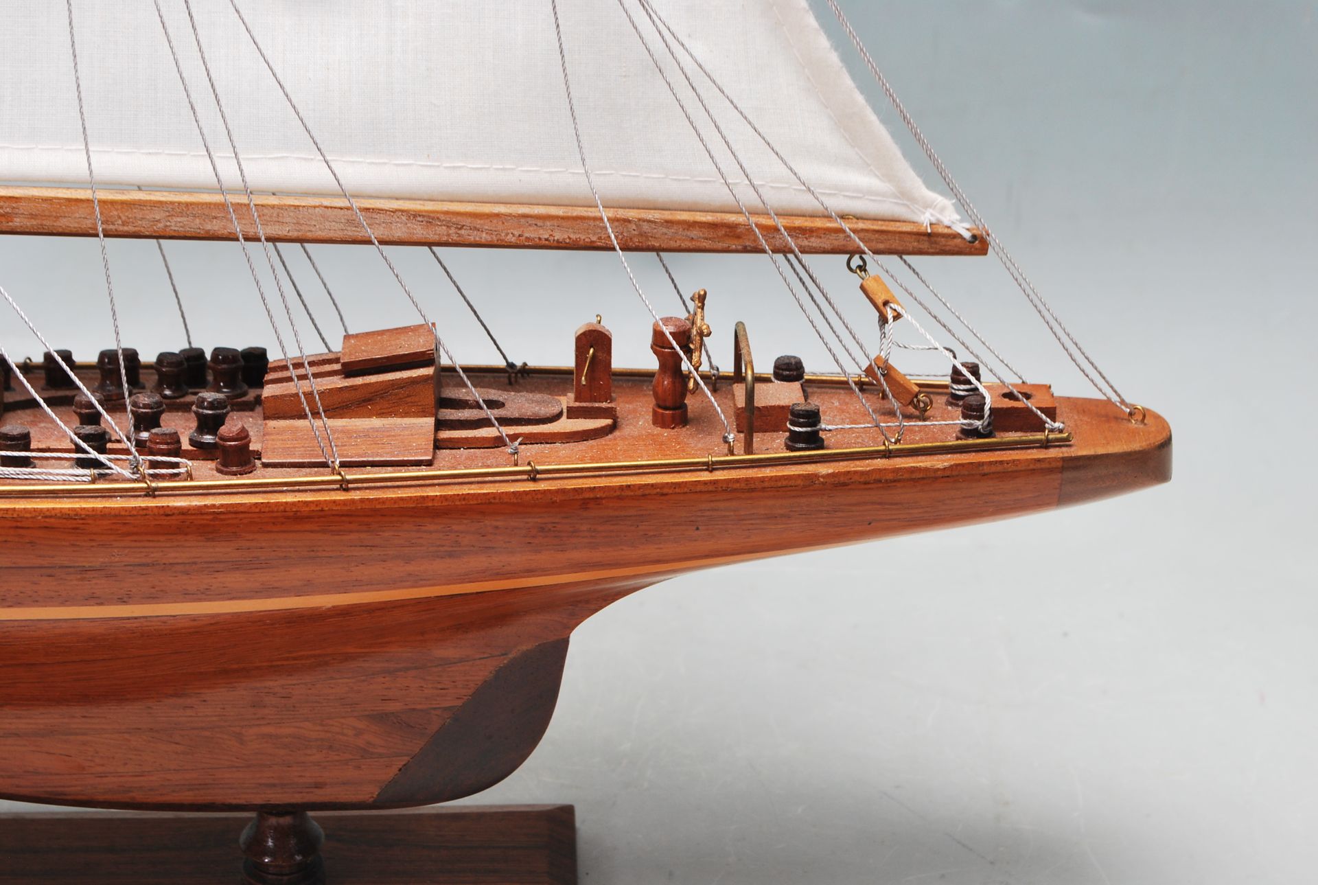 20TH CENTURY SCRATCH BUILT YACHT RAISED ON A PLINTH BASE - Image 3 of 6