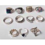 GROUP OF ELEVEN VINTAGE SILVER RINGS