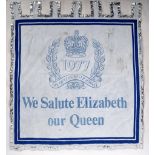 LARGE QUEEN ELIZABETH SILVER JUBILEE COMMEMORATIVE FLAG