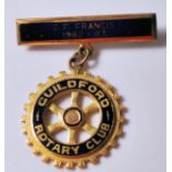 375 9CT GOLD, ENAMEL AND SILVER MASONIC MEDAL - GUILDFORD ROTARY CLUB