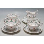 ANTIQUE COALPORT FINE BONE CHINA RIBBONS AND BOWS ROSE PART TEA SERVICE