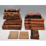 OF ANTIQUARIAN INTEREST - A COLLECTION OF ANTIQUE 18TH CENTURY AND LATER HARDCOVER BOOKS