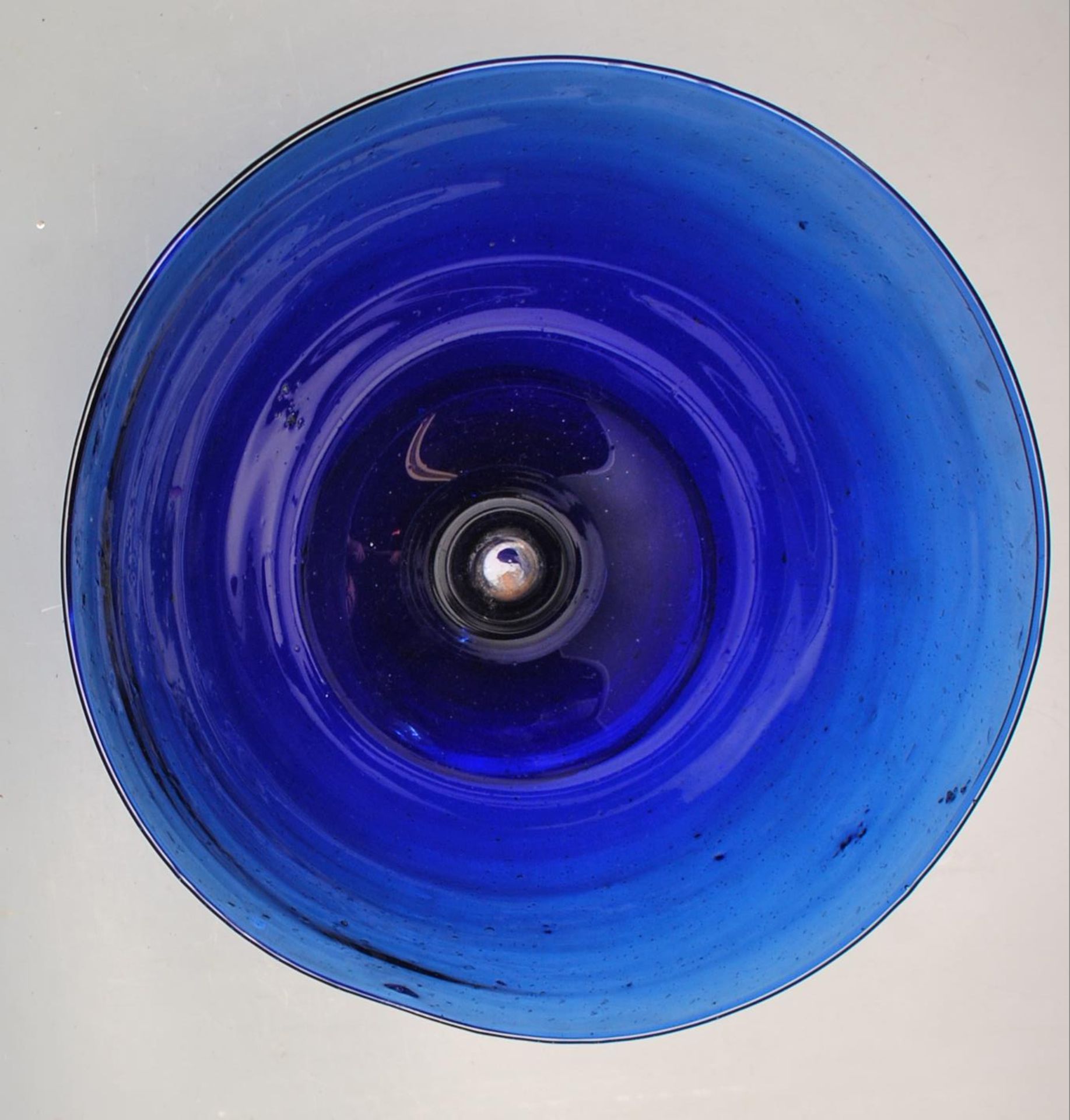 ANTIQUE BRISTOL BLUE GLASS FOOTED BOWL - Image 4 of 6