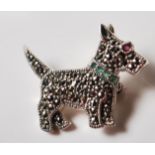 SILVER AND MARCASITE DOG BROOCH