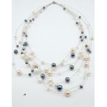 TWO 925 SILVER AND PEARL NECKLACES