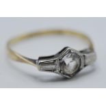 9CT GOLD AND SILVER ART DECO RING