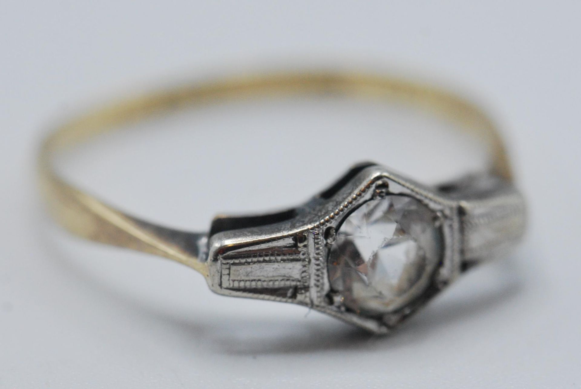 9CT GOLD AND SILVER ART DECO RING