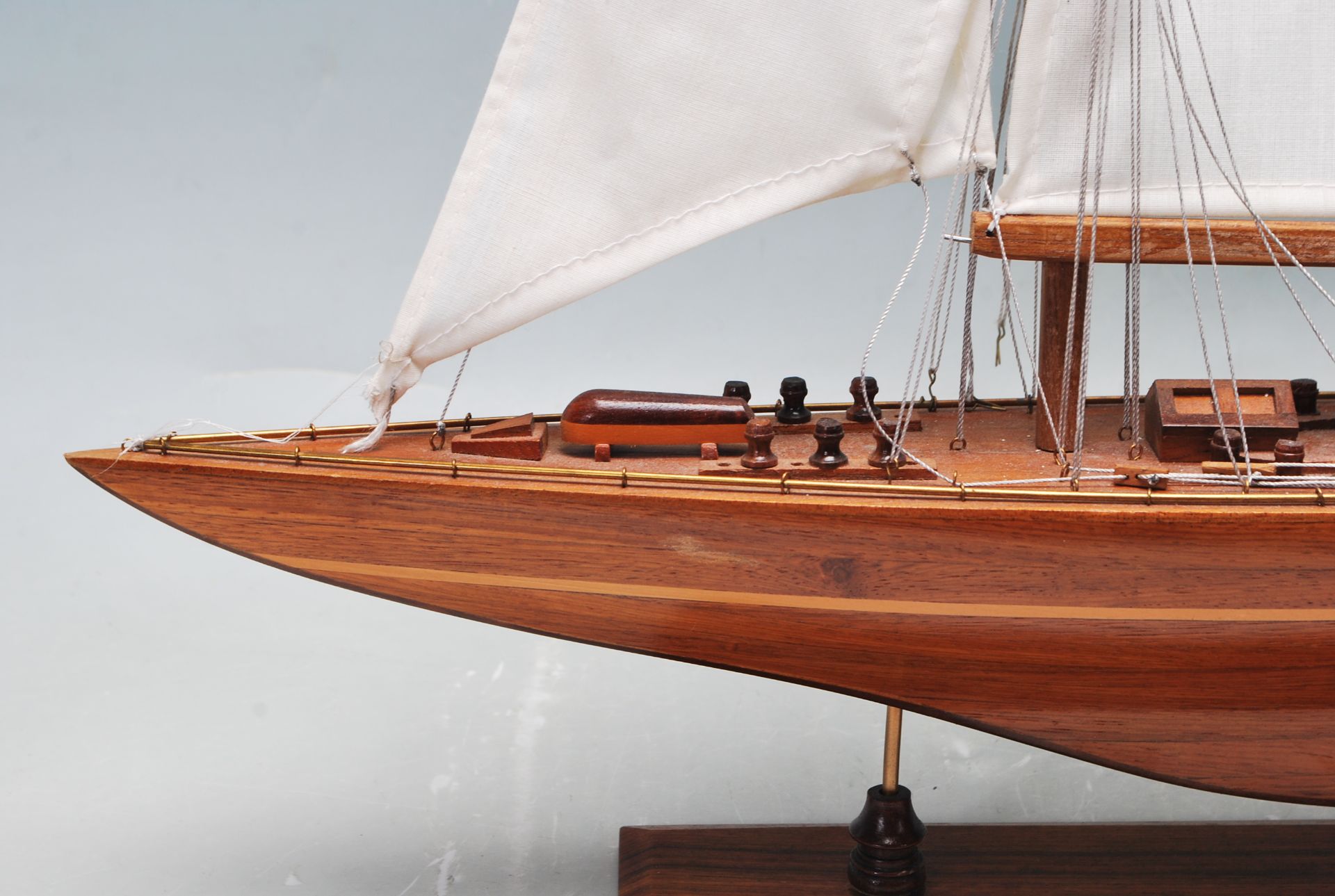 20TH CENTURY SCRATCH BUILT YACHT RAISED ON A PLINTH BASE - Image 2 of 6