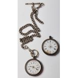 VINTAGE SILVER POCKET WATCHES AND SILVER CHAIN
