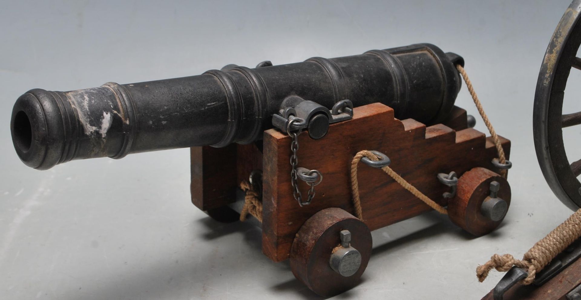 TWO VINTAGE 19TH CENTURY STYLE SCALE TOY CANNONS - Image 4 of 5