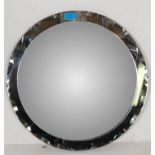 A RETRO VINTAGE 1950S MID CENTURY WALL MIRROR OF CIRCULAR FORM QIRG SCALLOPED EDGES