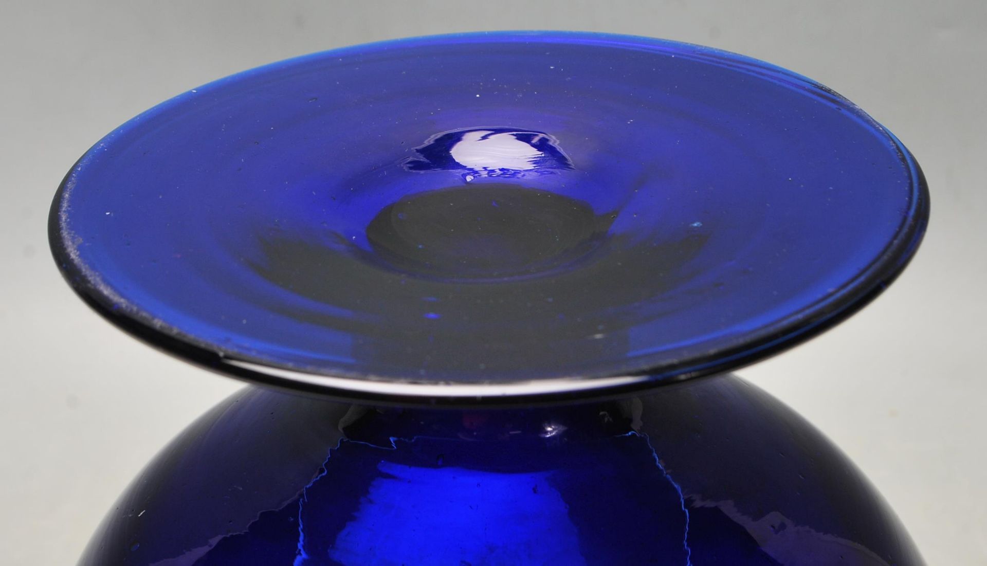 ANTIQUE BRISTOL BLUE GLASS FOOTED BOWL - Image 5 of 6