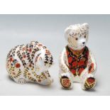 TWO ROYAL CROWN DERBY CERAMIC PAPERWEIGHTS FIGURINES IN A FORM OF A BEAR