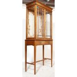 EDWARDIAN MAHOGANY INLAID CABINET VITRINE ON STAND