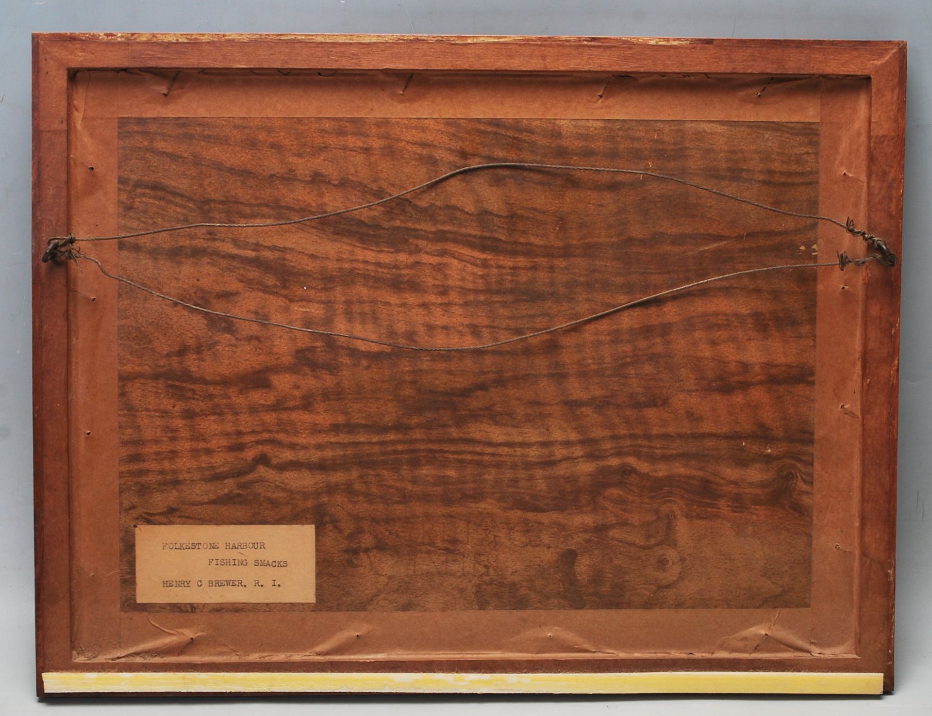 HENRY C. BREWER R.I. (1866-1950) - FOLKESTONE HARBOUR - FISHING SMACKS - Image 5 of 6
